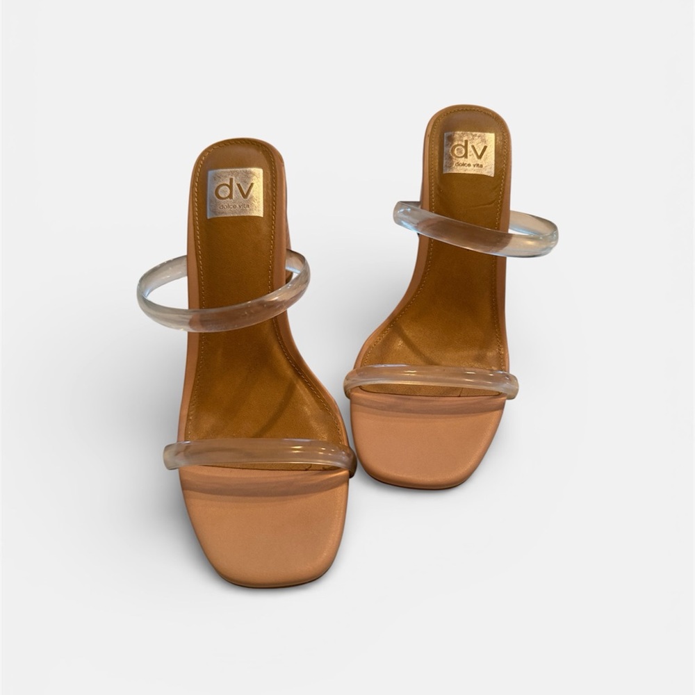 DV by Dolce Vita Women's Tan Heels with Clear Straps